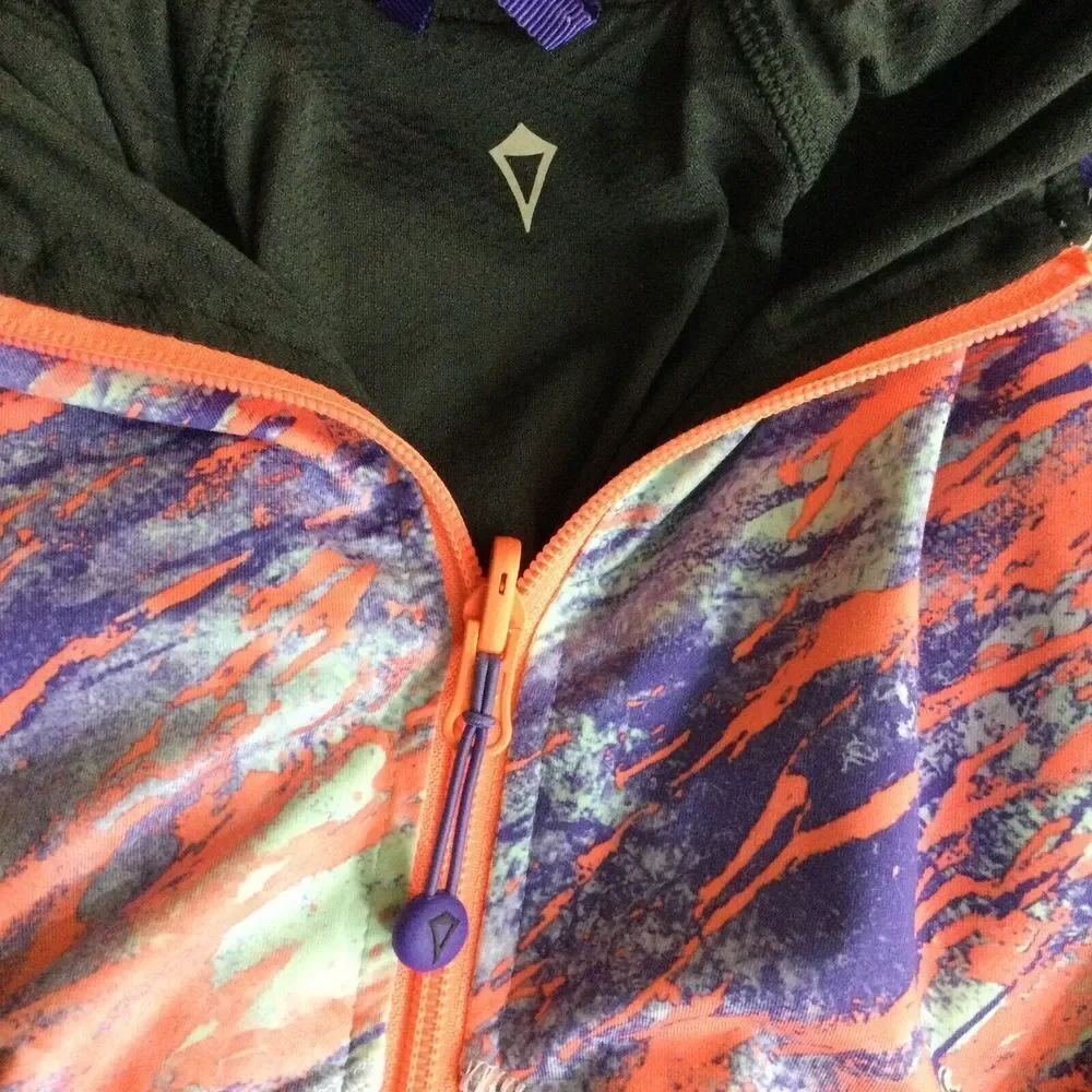 Lululemon Ivivia Girls Youth Full Zip Performance Knit Jacket Purple Orange 14